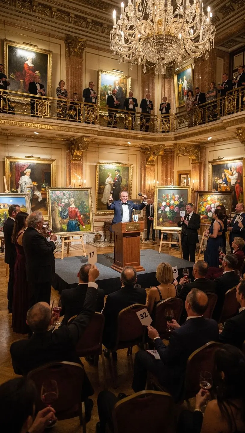 Akril festék használatával készült absztrakt kompozíció, amely kreatív formákat és színeket ötvöz.